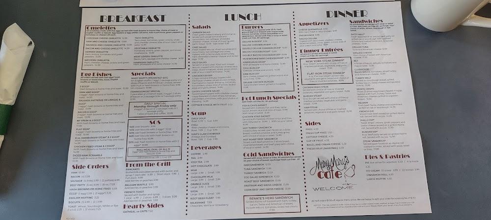 Mary Mary's Cafe Menu image 3